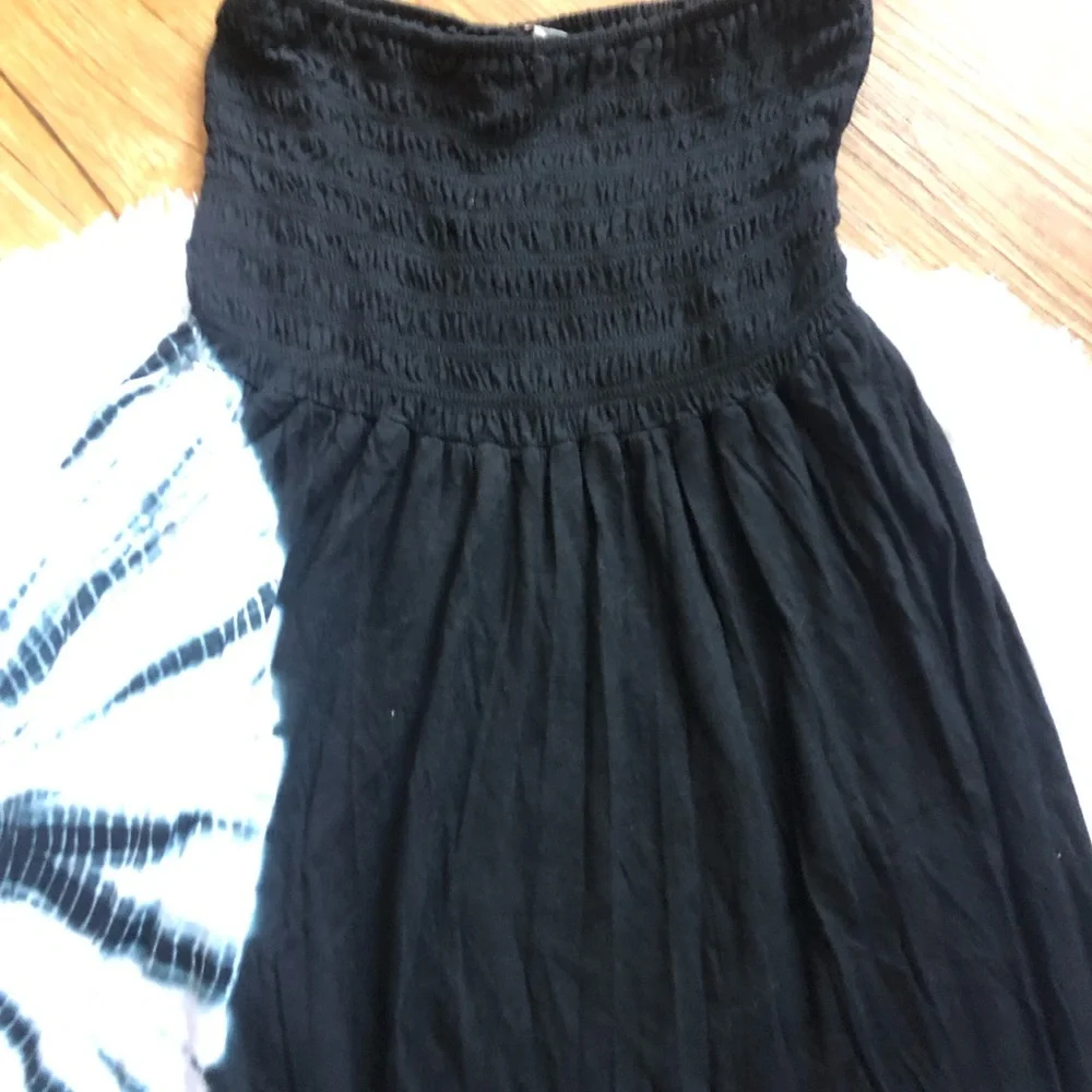 StyleWorks Black and White Tie Dye Bandeau Strapless Maxi Dress - Picture 3 of 11